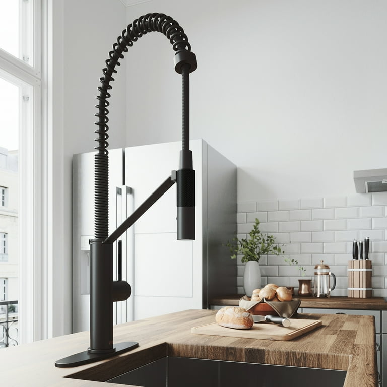 Livingston Single-Handle Pull-Down Sprayer Kitchen Faucet with Deck Plate in Matte Black Livingston Single-Handle Pull-Down Sprayer Kitchen Faucet with Deck Plate in Matte Black