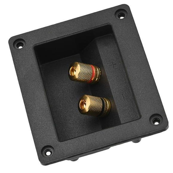 Speakers Terminal Box, 2 Copper Binding Post, with 2 Mounting Holes, Screw Type Binding Post, Subwoofer Box Speaker Terminal Plates for DIY Home Car