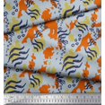 thumbnail image 3 of Soimoi Orange Silk Fabric Leopard & Wild Animal Skin Printed Fabric 1 Yard 42 Inch Wide, 3 of 3
