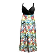 Small Petite Hawaiian Memories Designer Print Empire Waist Womens Spring Dress