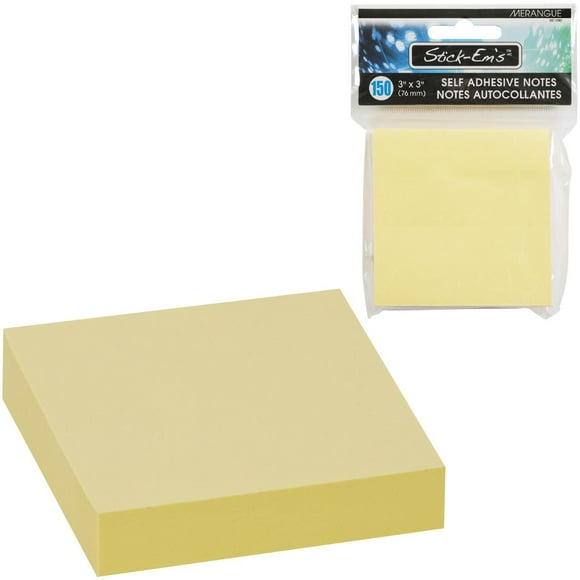 Merangue Notes Autocollantes, 3" x 3", Jaune, Paquet de 1440