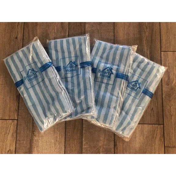 Large Microfiber Cloths 12” X 12” Wash Kitchen Towels Blue Striped Set Of 12