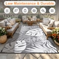 thumbnail image 5 of LUOVEN Waterproof Reversible Outdoor Rug 6x9 Plastic Straw Patio Rug for Deck, RV, Camping, Garden, Backyard, Porch, Gray & White, 5 of 8