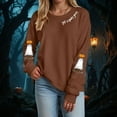 thumbnail image 2 of mgoYE Halloween Womens Clothing Long Sleeve Crewneck Casual Dressy Tops Funny Graphic Halloween Costumes Fall Fashion Outfits(Brown,S), 2 of 5