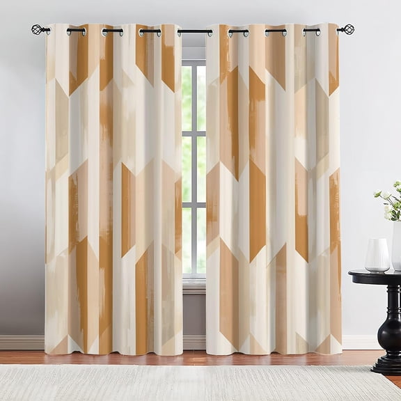 Geometric Blackout Curtains, Abstract Bohemian Pattern Drapes for Bedroom Living Room, Modern Grommet Thermal Insulated Window Treatments 26"W x 45"L (2 Pack)