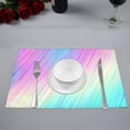 thumbnail image 3 of MKHERT Psychedelic Color Neon Gradient Stripes Rainbow Shiny Lines Placemats Table Mats for Dining Room Kitchen Table Decoration 12x18 inch,Set of 4, 3 of 4