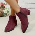 thumbnail image 5 of Dasayo Chelsea Womans Boots Red Wide Width Ankle Side Zip Low Heel Dressy Boots Woman Shoes 37, 5 of 9