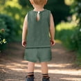 thumbnail image 4 of Atogsazn Baby Boys Summer Clothes Set Toddler Linen Sleeveless Tank Top Shorts Outfit with Pocket Green 6-9 Months, 4 of 9