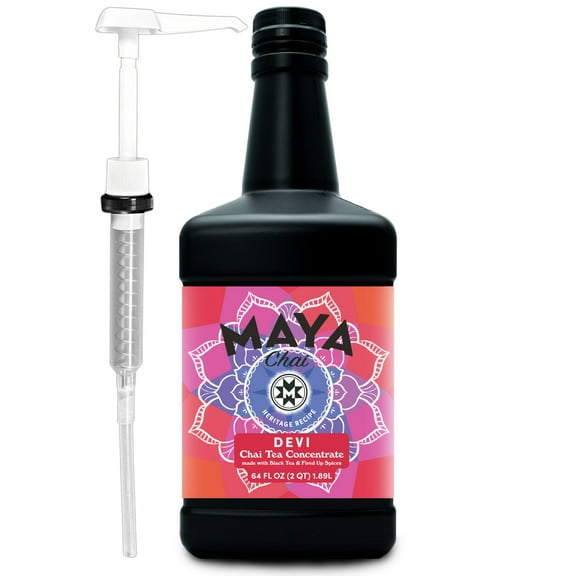 Maya Chai Tea Concentrate, Devi, Extra Spice, Heritage Recipe, 64 Fl Oz with 1 Pump