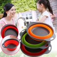 thumbnail image 1 of 3 Colors Pieces Collapsible Silicone Colander Fruit Vegetable Strainer Basket Colander Folding Kitchen Silicone Strainer, 1 of 5