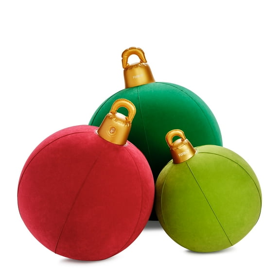 Funboy Inflatable Flocked Holiday Ornament 3-pack, Oversized Indoor/Outdoor Holiday Decorations