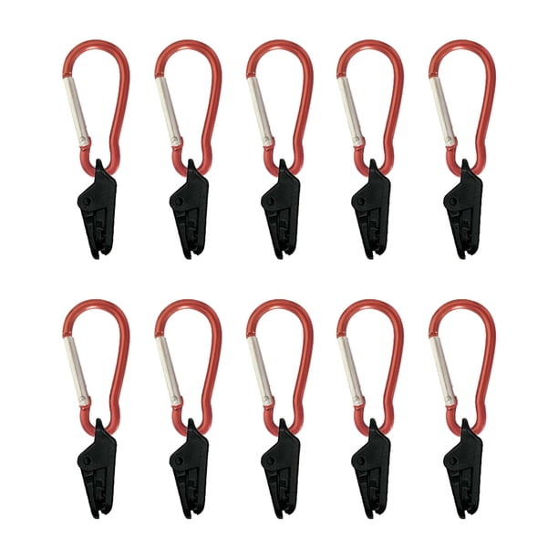 Clip campaña Clip plástico hebilla cuerda viento para acampar clip dosel campaña al aire libre clip cuerda a prueba viento mini clip al aire libre (rojo-10 bolsas)