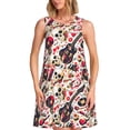 thumbnail image 1 of Balery Guitar Skull rock Vestidos de verano para mujer con estampado: vestido holgado sin mangas, vestido playero informal y cómodo para días calurosos., 1 of 7