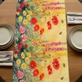 thumbnail image 3 of Poppy Botanical Table Runner 120 Inches Long, Cotton Linen Table Runner Dresser Scarf, Vintage Floral Yellow Ombre Fabric Tablerunners for Dining Coffee Tables Wedding Holiday Party 13"x120", 3 of 6