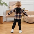 thumbnail image 4 of URMAGIC Toddler Boy Clothes Hoodie Sweatsuit Outfits Kids Flannel Plaid Shirt Top Pants Set for Fall Winter Spring 1-5T, 4 of 10