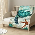 thumbnail image 2 of MDO Levens Sea Turtle Throw Blanket Gifts for Women Girls Kids, Vintage Ocean Animal Theme Decor for Couch Bed Sofa Travelling Camping, Birthday Christmas Soft Cozy Lightweight Blankets 50"x60", 2 of 6