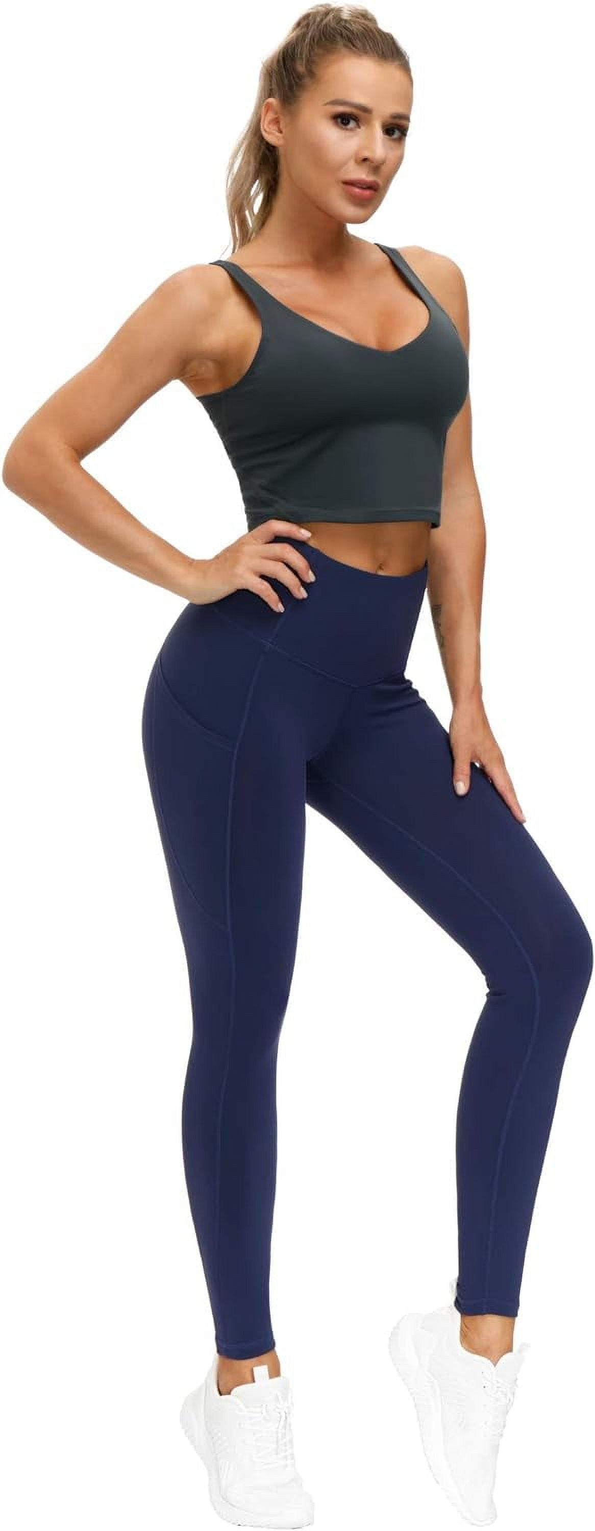Z7017 THE GYM PEOPLE Thick High Waist Yoga Pants with Pockets, Tummy Control  Workout Running Yoga Leggings for Women