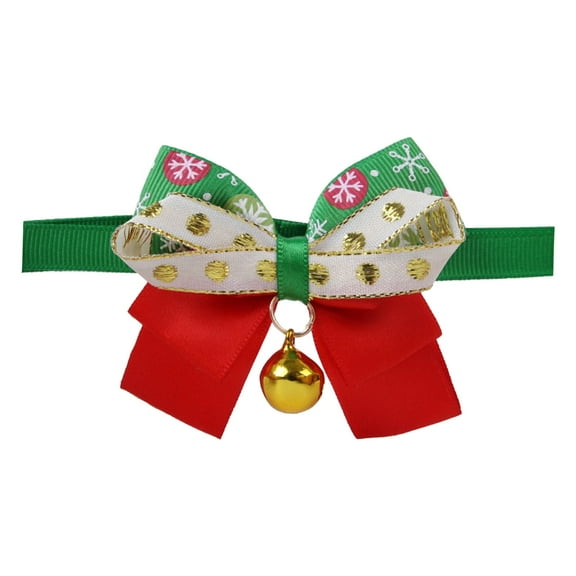 Christmas Snowflake Dog Collars Breakaway with Bow Tie and Bells for Cat and Small/Medium/Large Pets,Green