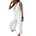 thumbnail image 3 of hirigin Womens Casual Loose Sleeveless Baggy Jumpsuits Linen Long Pants Overalls Rompers, 3 of 4