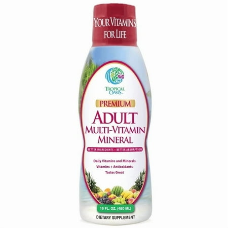 Tropical Oasis - Daily Multivitamin for Adults | Premium Liquid Multivitamin & Mineral Supplement - 125 Total Nutrients of Vitamins, Minerals, Amino Acids, & Herbs | 16 fl oz, 32 Servings