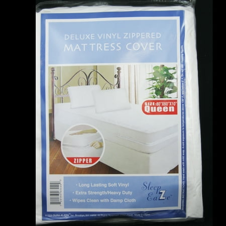 Side Water - Queen Size Zippered Mattress Cover Vinyl Protector Allergy Dust Bug Waterproof !