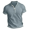 thumbnail image 6 of YLSDY Casual Henley Shirts for Men Short Sleeve Quarter Button Blouse Lightweight Work Office Tops Breathable Business Tee Blue S, 6 of 6