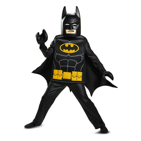 Batman LEGO Movie Deluxe Costume, Black, Large (10-12), Includes: minifigure tunic with detachable cape, pants, mask and pair of hands By