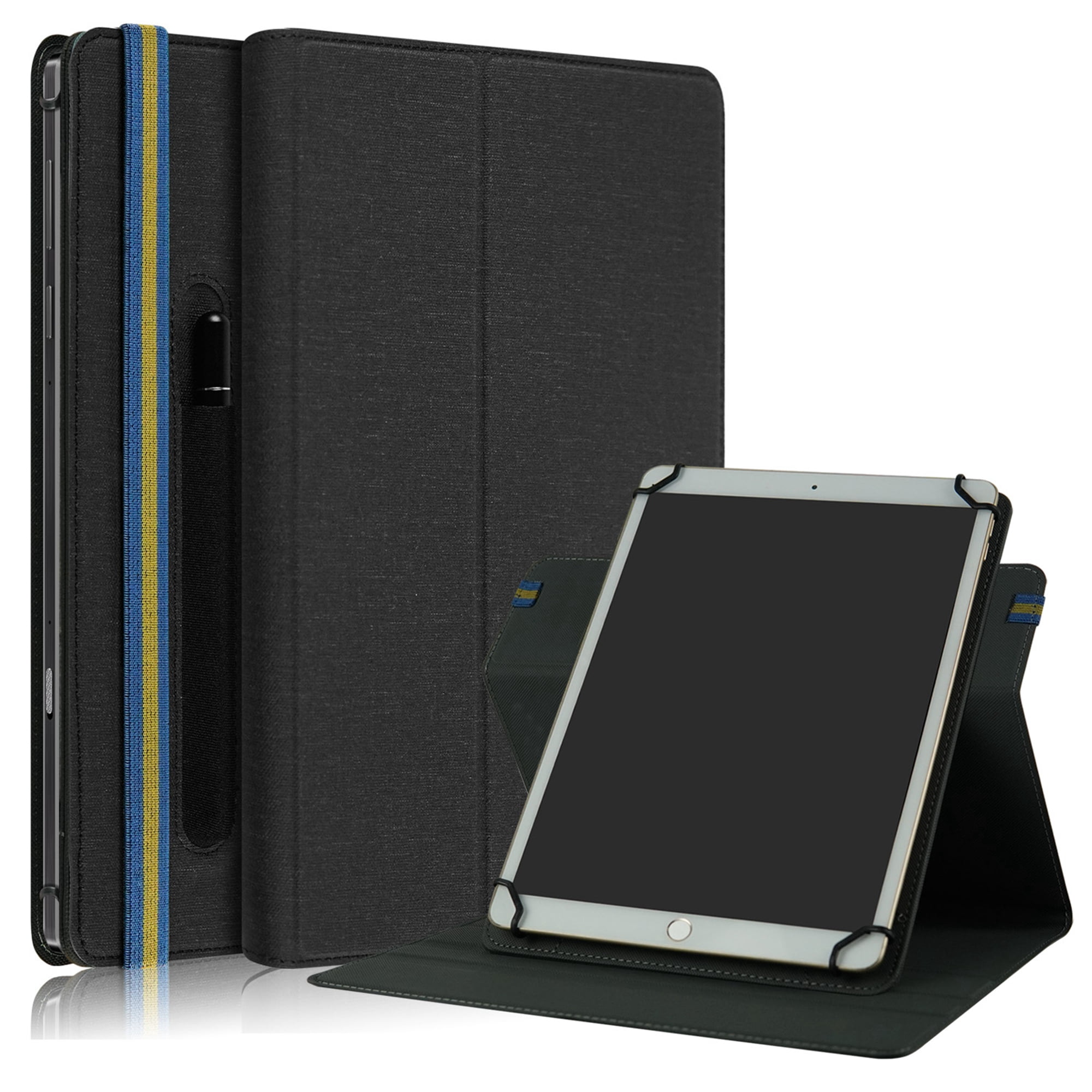 Dteck Universal Tablet Case for 9" - 11" Tablets, 360 Rotating Multi-Angle Stand Folio Cover for Onn 10.1" 10.5"/ iPad 10.2 / iPad 9.7 / Samsung Tab A 10.1/ Fire HD 10 /Lenovo Tab M10 Plus more, Black
