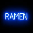 thumbnail image 1 of SpellBrite RAMEN LED Sign for Business. 21.6" x 6.3" Blue RAMEN Sign Has Neon Sign Look With Energy Efficient LED Light Source. Visible from 500+ Feet, 8 Animation Settings., 1 of 4