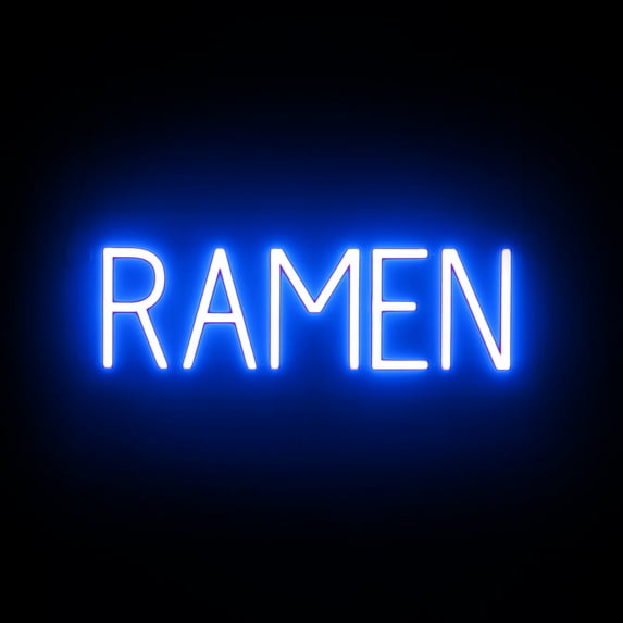 SpellBrite RAMEN LED Sign for Business. 21.6" x 6.3" Blue RAMEN Sign Has Neon Sign Look With Energy Efficient LED Light Source. Visible from 500+ Feet, 8 Animation Settings.