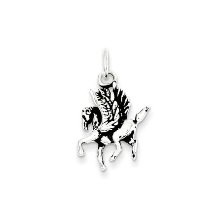 Sterling Silver Antiqued Pegasus Horse Charm (0.8in long x 0.6in wide)