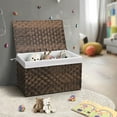 thumbnail image 2 of Wicker Storage Basket with Lid, 42.3 Gallon (160L) Large Blanket Basket with Lid, Woven Storage Bin with Handles, Removable Liner, Metal Frame, Foldable, for Bedroom, Laundry Room, Brown, 2 of 16