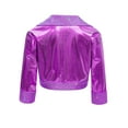 thumbnail image 4 of Hansber Kids Girls Shiny Metallic Long Sleeve Jacket Hip Hop Jazz Dance Crop Top Rave Party Festival Coat Outerwear Purple 8, 4 of 6
