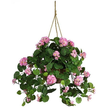 Geranium Silk Hanging Basket- Fuchsia