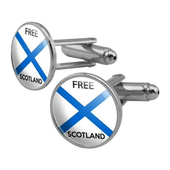 Free Scotland Scottish Independence Party Round Cufflink Set Silver Color
