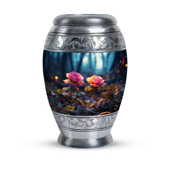 Pink Rose Cremation Urns, Large Urns For Human Ashes Adult Male 10 Inch, Urn For Ashes Adult Male, Funeral Urns For Human Ashes, Memorial Urns Human Ashes, Burial Urns For Cremated Remains, Metal Urn