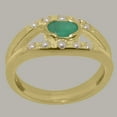 thumbnail image 2 of LBG British Made 18k Yellow Gold ring with Natural Emerald & Cultured Pearl Womens Band Ring - 33 size options - Size 11, 2 of 7