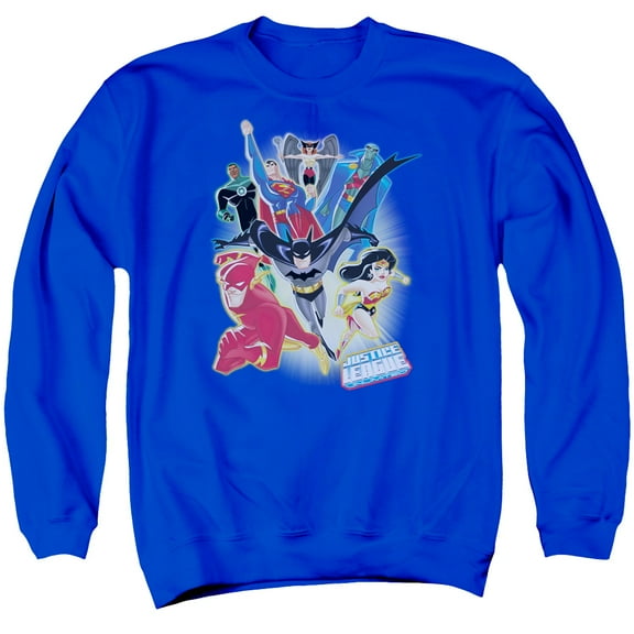 JLA Justice League Unlimited Adult Crewneck Sweatshirt Royal Blue