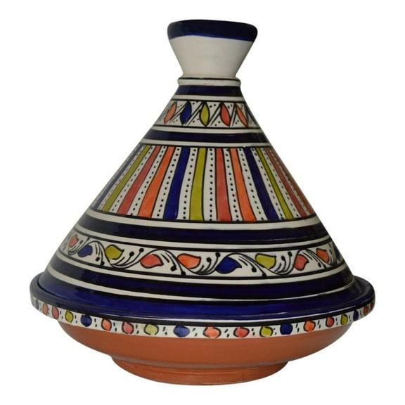 Moroccan Handmade Serving Tagine Exquisite Ceramic With colors Traditional 10 inches Across