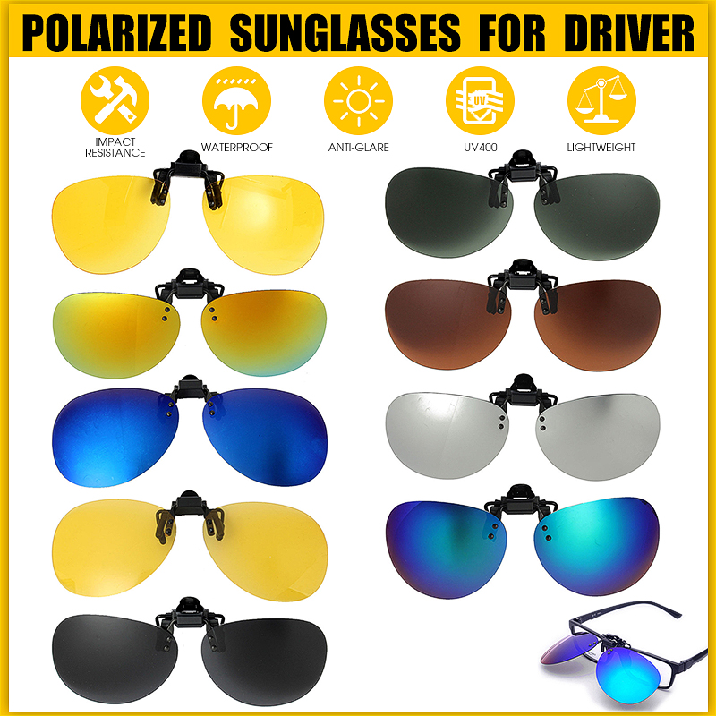 Polarised Clip On Sunglasses UV400 Anti-Glare Flip Up Sunglass