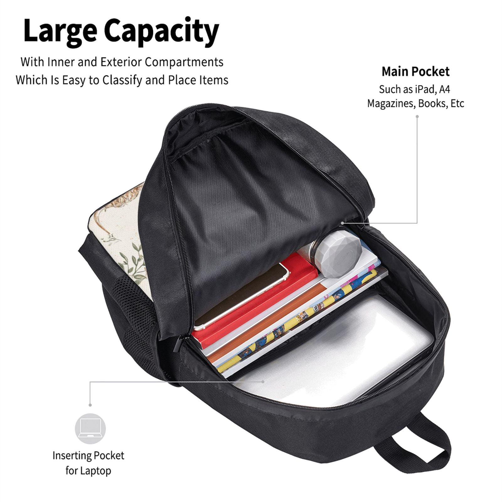 Highland Cow Backpack Lightweight Casual Backpacks Fashion Printed Daypack 16.5"