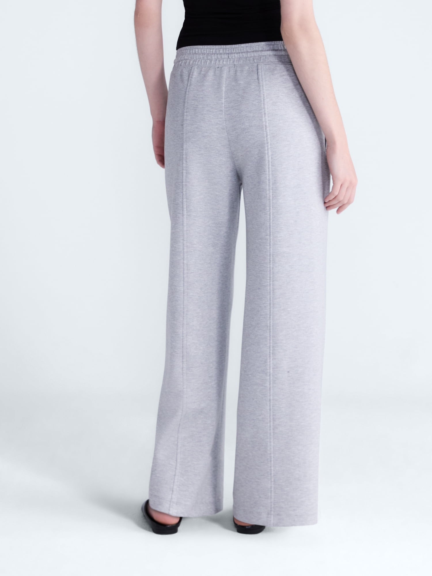 Scoop Women's and Women's Plus Scubaknit Wide Leg Tie Waist Seamed Pants, Regular, Short Lengths, Sizes XS-4X