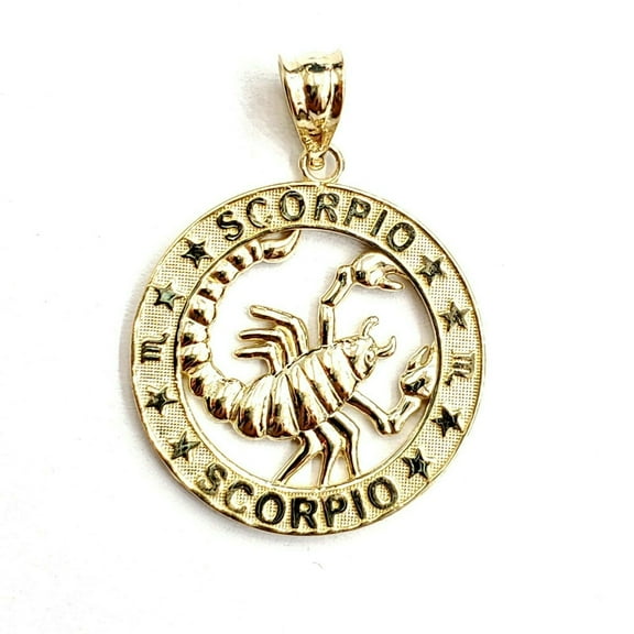 14k yellow Gold scorpion zodiac sign round Pendant charm fine gift jewelry 2.8g