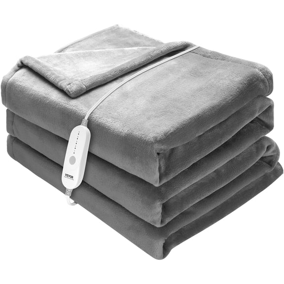 VEVOR Heated Blanket Electric Throw, 72" x 84" Full Size, Soft Flannel Heating Blanket with 10 Hours Timer Auto-off & 5 Heating Levels for Couch Sofa, Machine Washable, ETL & FCC Certification
