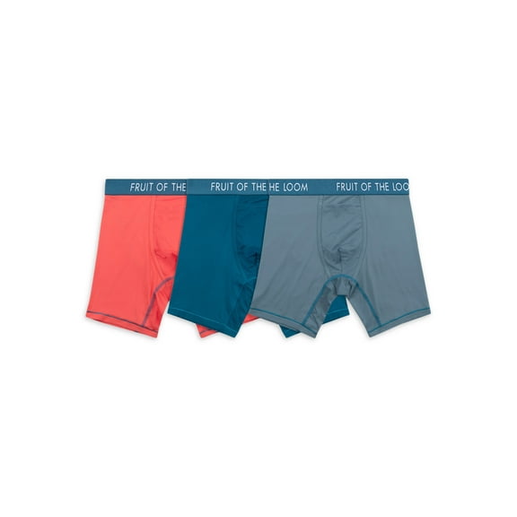 Fruit of the Loom Men's Getaway Collection Long Leg Boxer Briefs, 3-Pack