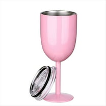 1PCS Insulated Pink Wine Glasses Double Wall Food Grade Stainless Steel Travel Cup with Leak Proof Lid for Adult
