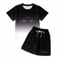 thumbnail image 3 of Tiijoy Summer Outfits for Girls Gradient Letter Short Sleeve Tshirt Shorts Set, Sizes 2-14, 3 of 4