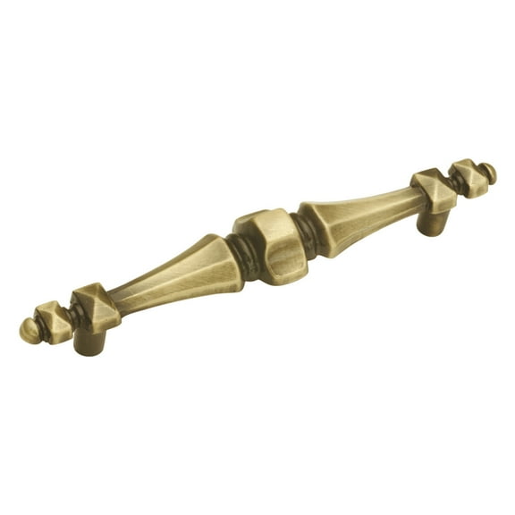 Hickory Hardware Cavalier 4-1/4 Inch Center to Center Antique Brass Cabinet Pull P132-AB