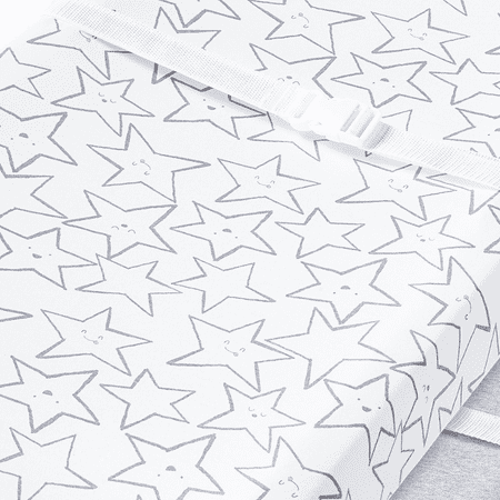 Little Star Organic Pure Organic Cotton Changing Pad Cover, Gray-Little Dreamer, 2 Pk