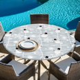 thumbnail image 6 of Cute Snowman Round Tablecloth, Fitted Table Cover with Elastic for 55"-60" Round Tables, Christmas Snowflake Xmas Winter Snowball Table Cloth Outdoor Indoor Dinning Party Waterproof Tablecloths, 6 of 7